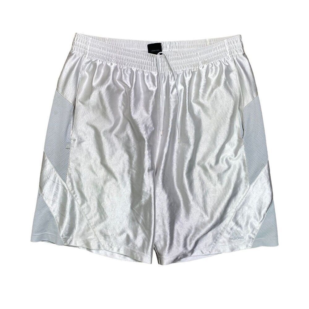 Adidas Mens Shiny Basketball Shorts Size 2XL White Gray